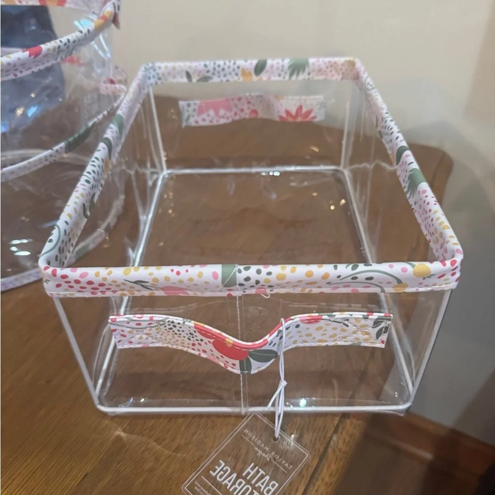 TAYLOR MADISON LG RECTANGLE & ROUND “MULTICOLOR FLORAL” VINYL BATHROOM STORAGE